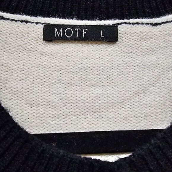 MOTF Womens Black & White Cardigan Sweater Large Button-Down Long Sleeve Acrylic - Picture 3 of 10